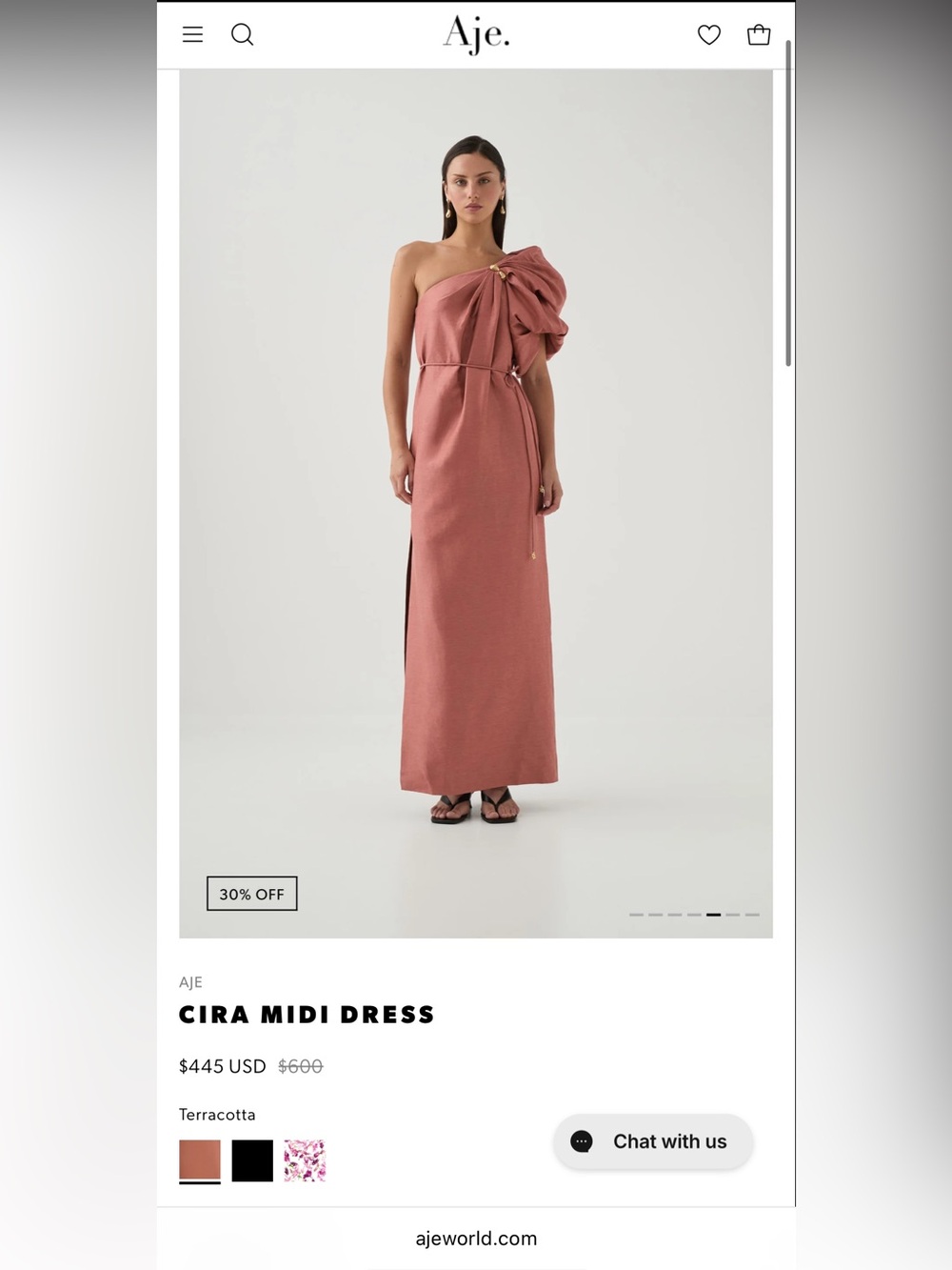 Aje One-Shoulder Midi Dress in Dusty Rose